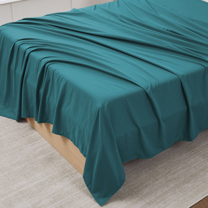 Simple drap plat / dessus seulement, microfibre ultra douce à double brossage, Drap plat de taille très grand, Teal