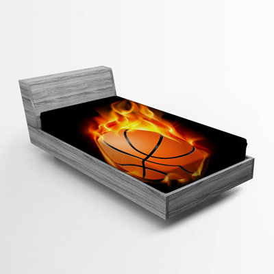 Fiery Basketball Microfibre Jersey Knit Fitted Sheet