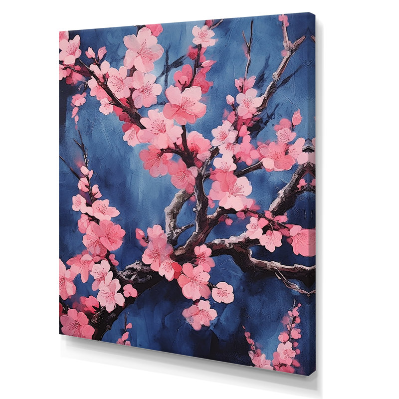 «Pink and Blue Cherry Blossoms Symphony» sur impression sur toile, Toile tendue, H 40 po x l 30 po x P 1,5 po