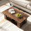 Grande table basse moderne en bois à 2 niveaux de 41 pouces avec tablette de rangement