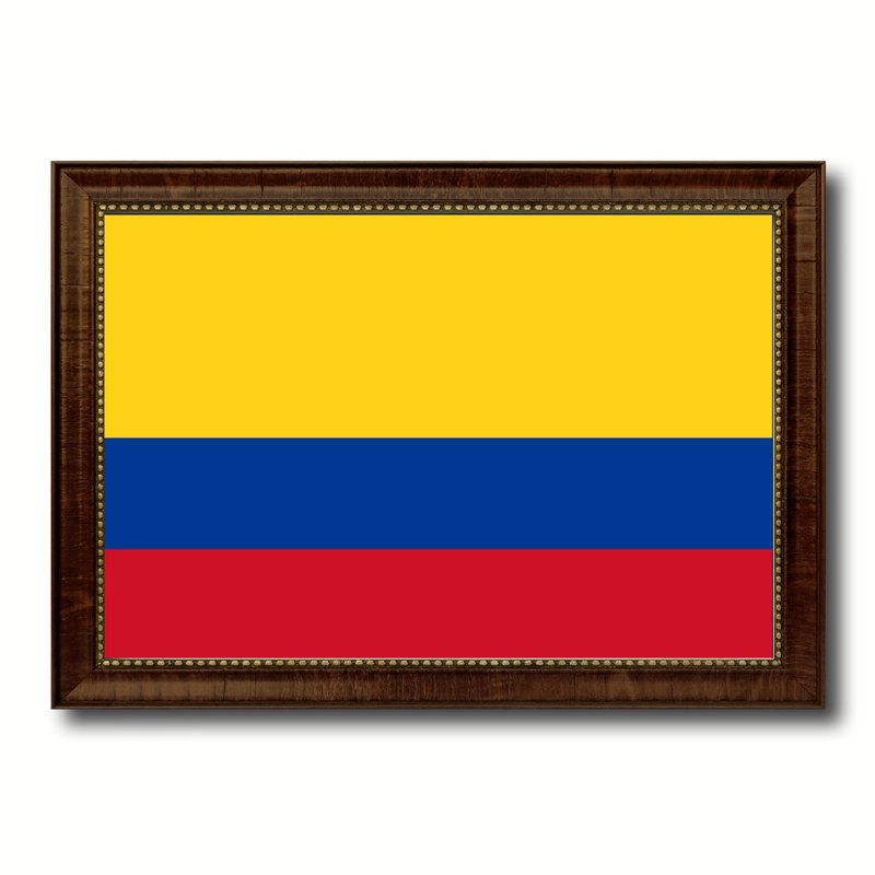 Impression sur toile, "colombia country flag", H 21 po x l 30 po x P 1 po, Encadrement brun