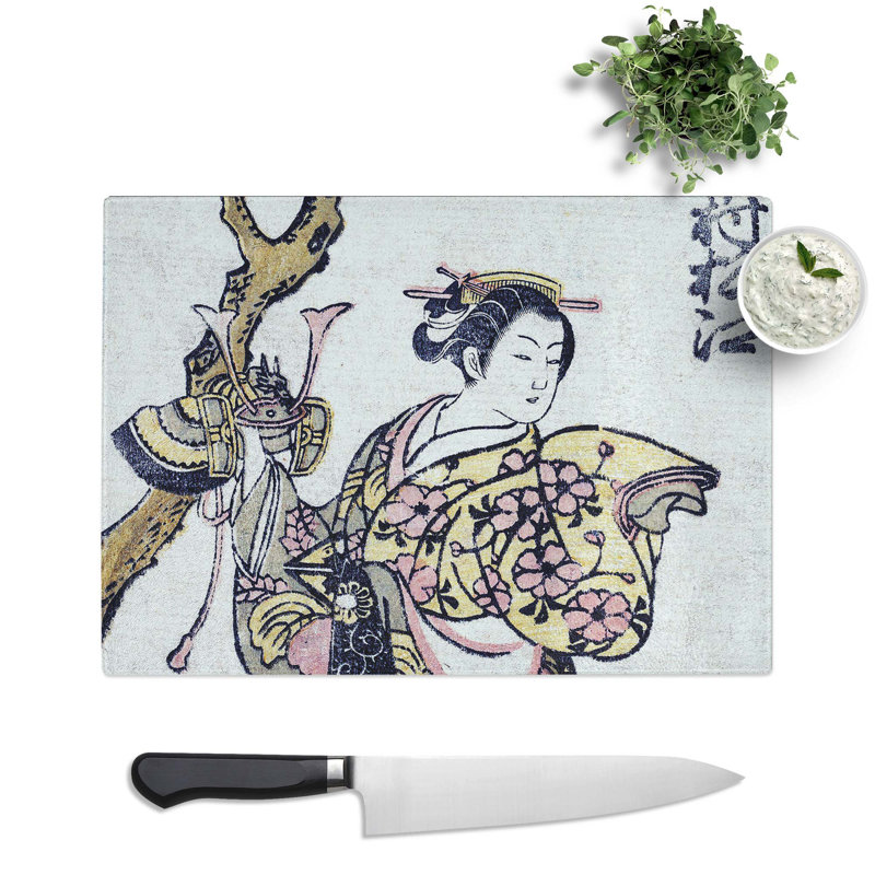 Tempered Glass Woman Beneath a Tree by Kitao Shigemasa Chopping Board, 28.5 cm x 20 cm