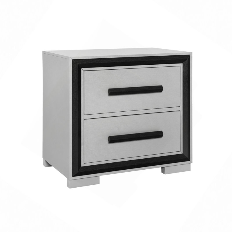 2-Drawer Nightstand, Black