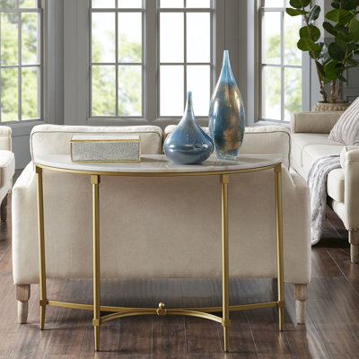 Console Rock avec pieds en marbre blanc et métal doré, votre maison, assemblage requis, espace