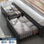 Cadre de lit Francille, taille standard, capitonné, orné de rivets, 2 tiroirs sous le lit, tête de lit à 2 niveaux avec poches latérales, sommier non requis-26192708-62740752