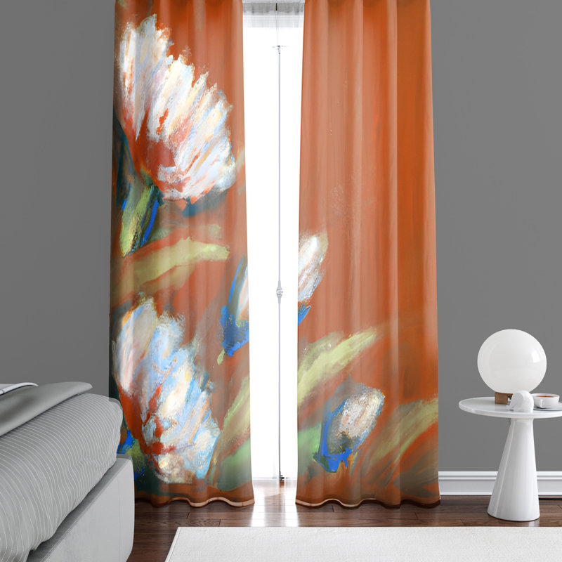 Paire de rideaux semi-transparents en polyester Ameilya, L 40 po x L 52 po