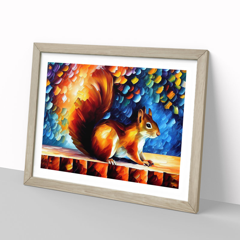 Squirrel Abstract - Framed Print, Oak, 34cm H x 46cm W x 2cm D