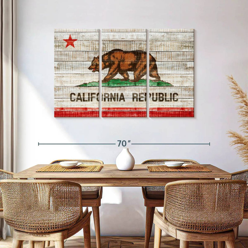 Borges Rustic California Flag, 36" H x 57" W