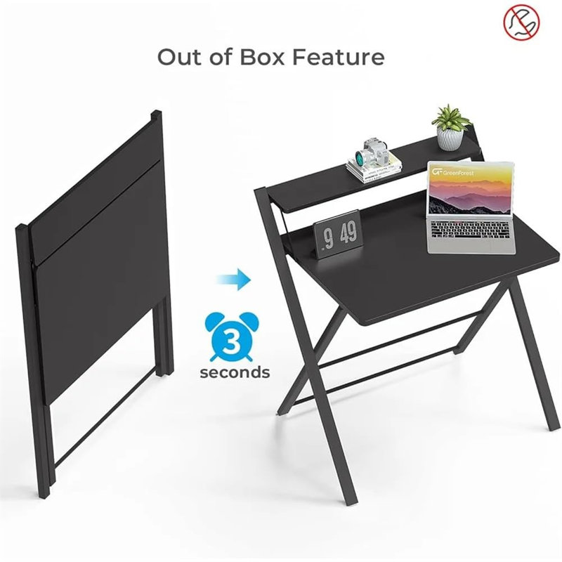 Metal Base Computer Desk, Black