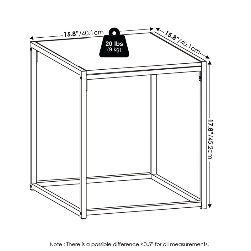 Table de bout 4 pieds Mistry, Blanc, Blanc