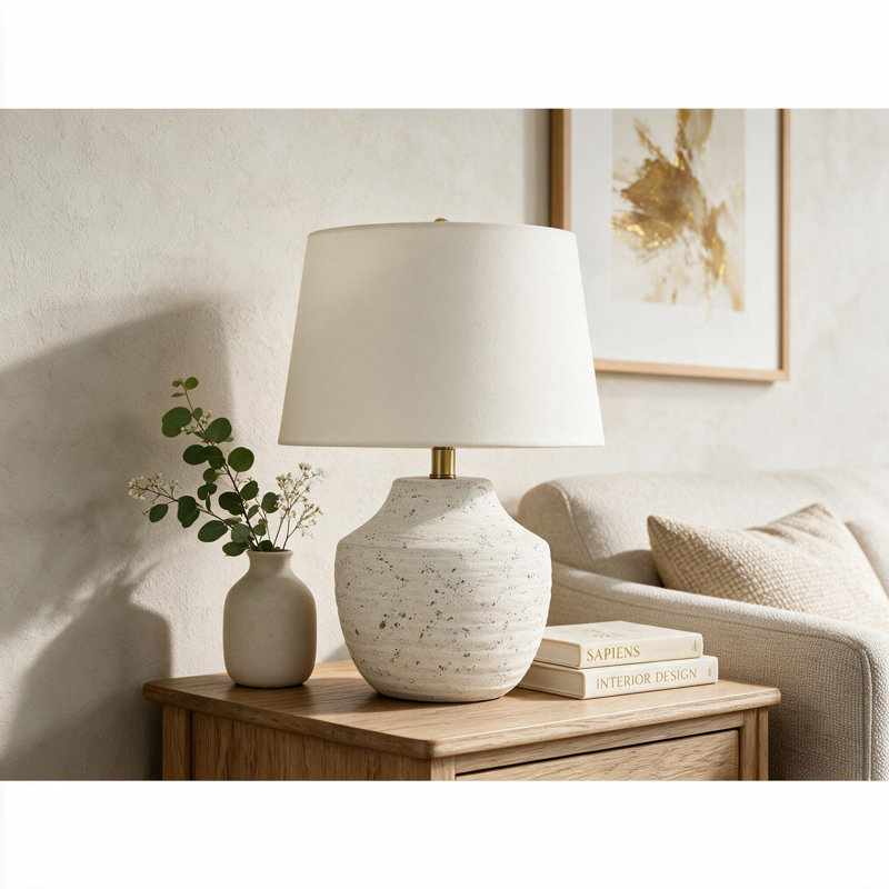 Modern Cream Concrete 20" Table Light