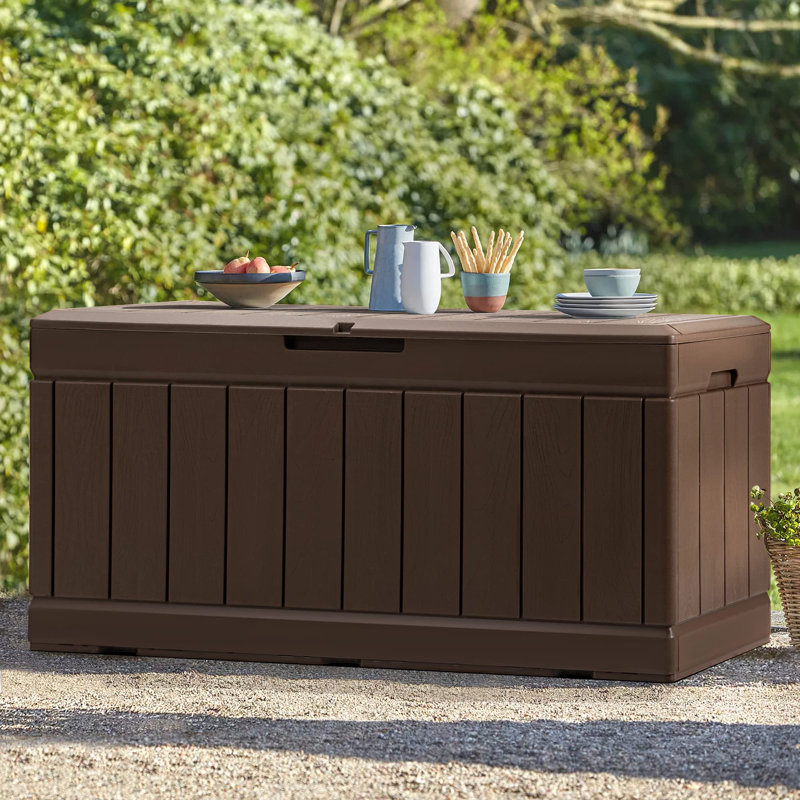 Boîte de rangement pour terrasse, Brun