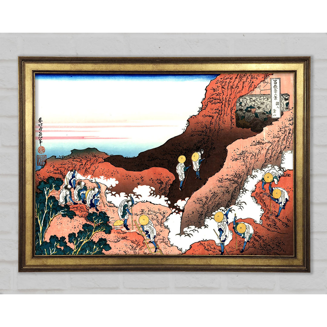 Klettern auf dem Berg Fuji von Hokusai - Druck