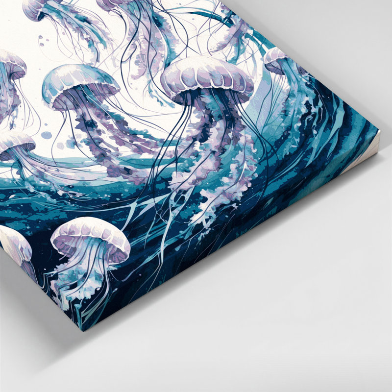 «Coastal Jellyfish Ballet», art mural sur toile, H 8 po x l 10 po