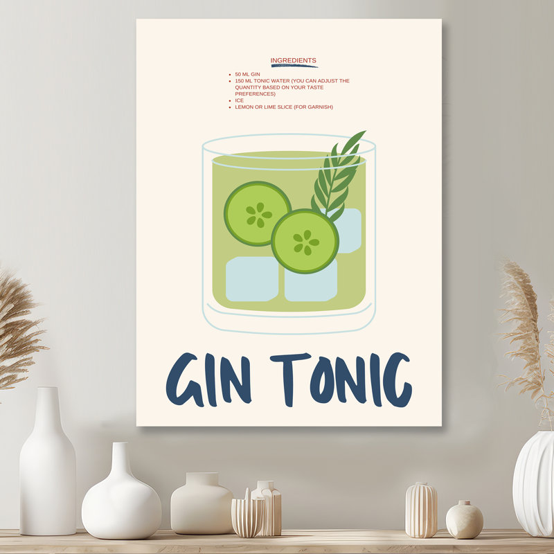 Gin & Tonic In A Rocks Glass II - Art mural cocktails, H 20 po x l 12 po, Sans cadre