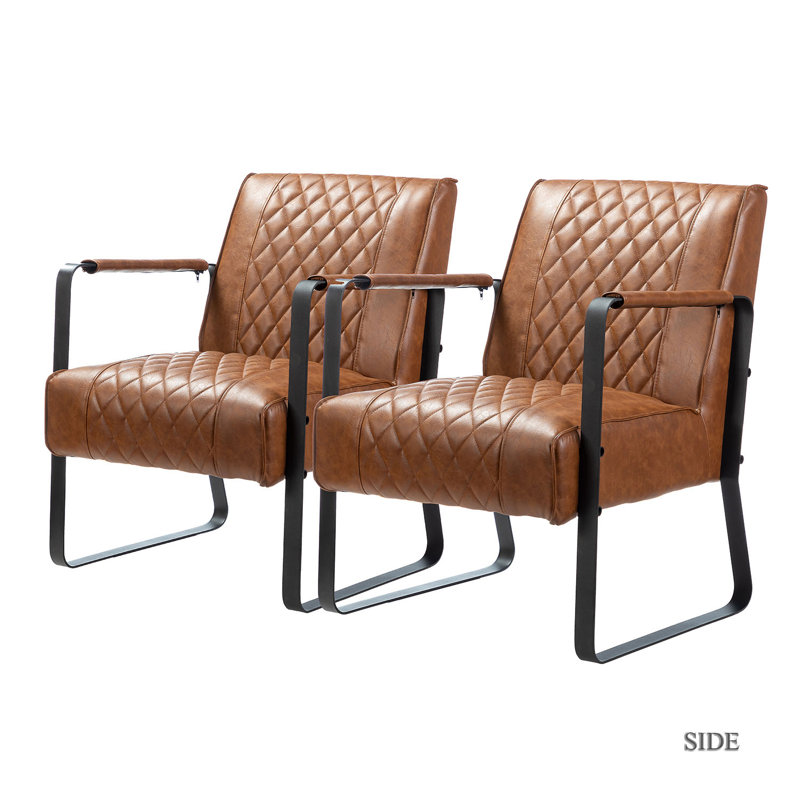 Fauteuil capitonné de 25 po de large Aizza, Cognac