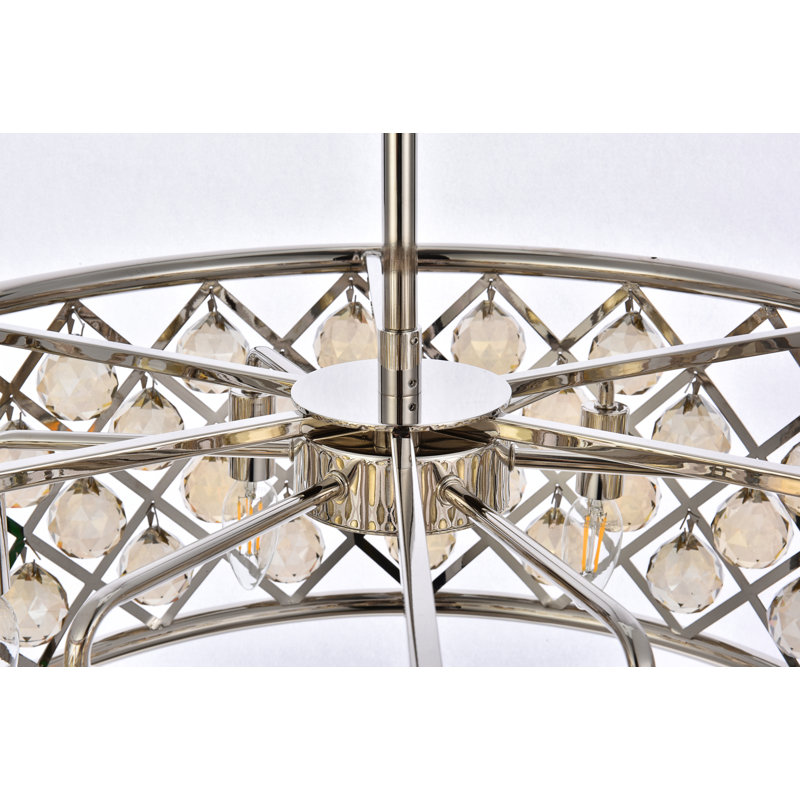 Swinney 6 - Light Unique/Statement Pendant, Smoky, Golden Teak Smoky, Polished Nickel