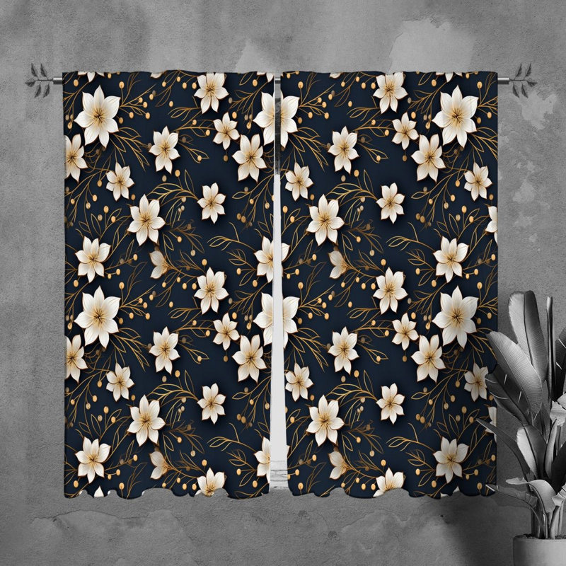 Rideaux à motif floral - 6140, L 20 po x L 61 po