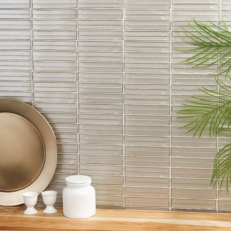 Maya Stacked 12x12 Polished Glass Mosaic Tile, Stacked Dawn