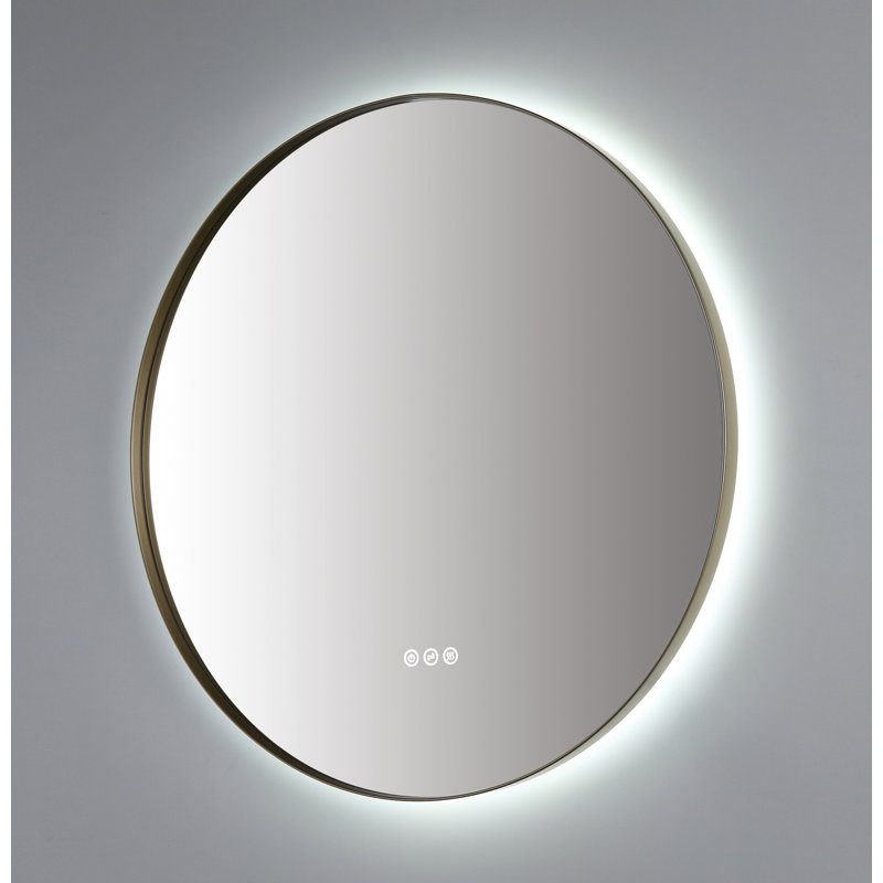 Shell LED Mirror, 29.52" x 29.52", Gold, Round