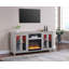 Meuble télé/console avec foyer Emerson de 70 pouces, chauffage et éclairage DEL, gris pâle