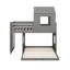 Lit superposé simple en bois sur lit double, lit mezzanine avec maisonnette, maison de campagne, échelle et garde-corps-678747283