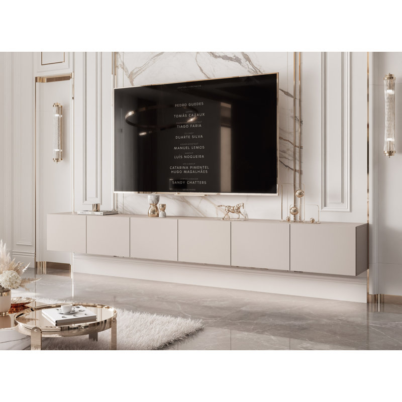 Takella Unfinished TV Stand for TVs up to 85", 36cm H x 300cm L x 40cm W, Cream