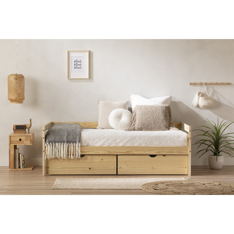 Pair of Pine Under Bed Storage Drawers in White on Wheels/ Castors