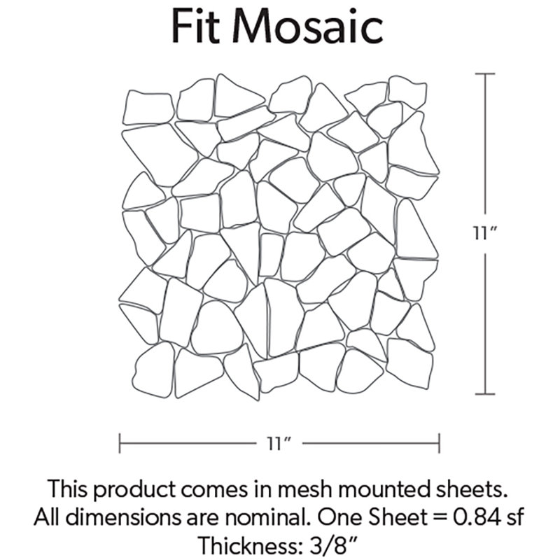 11" x 11" Fit Random Mosaic Wall & Floor Tile, Dove Gray