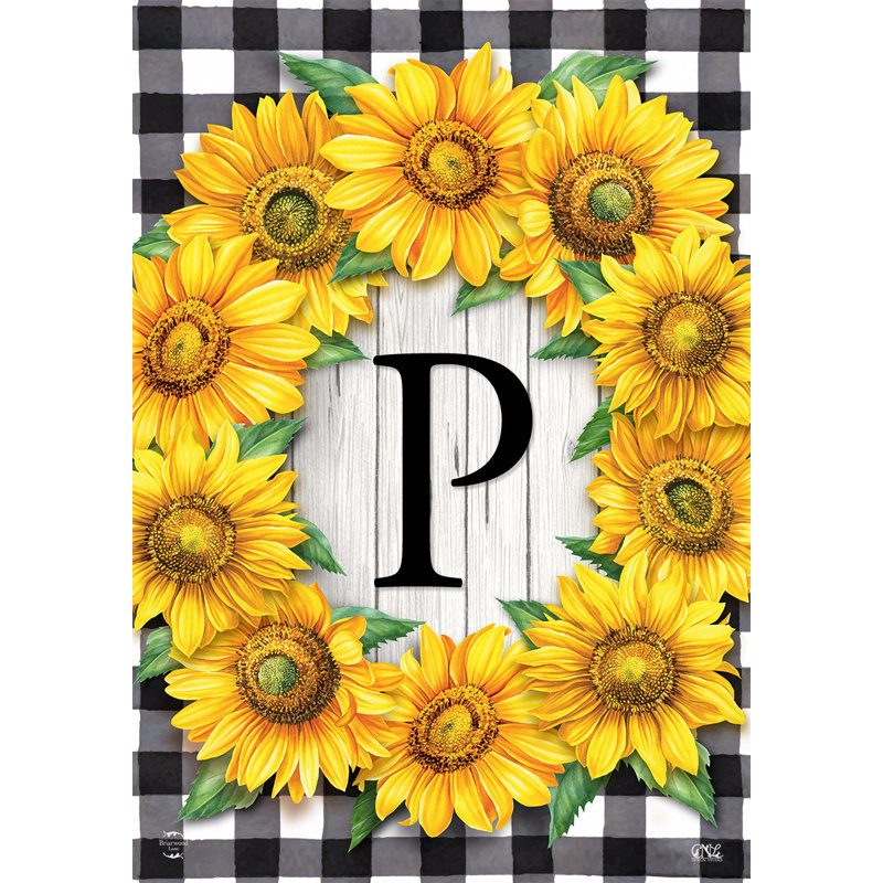Drapeau de jardin tournesols monogramme P