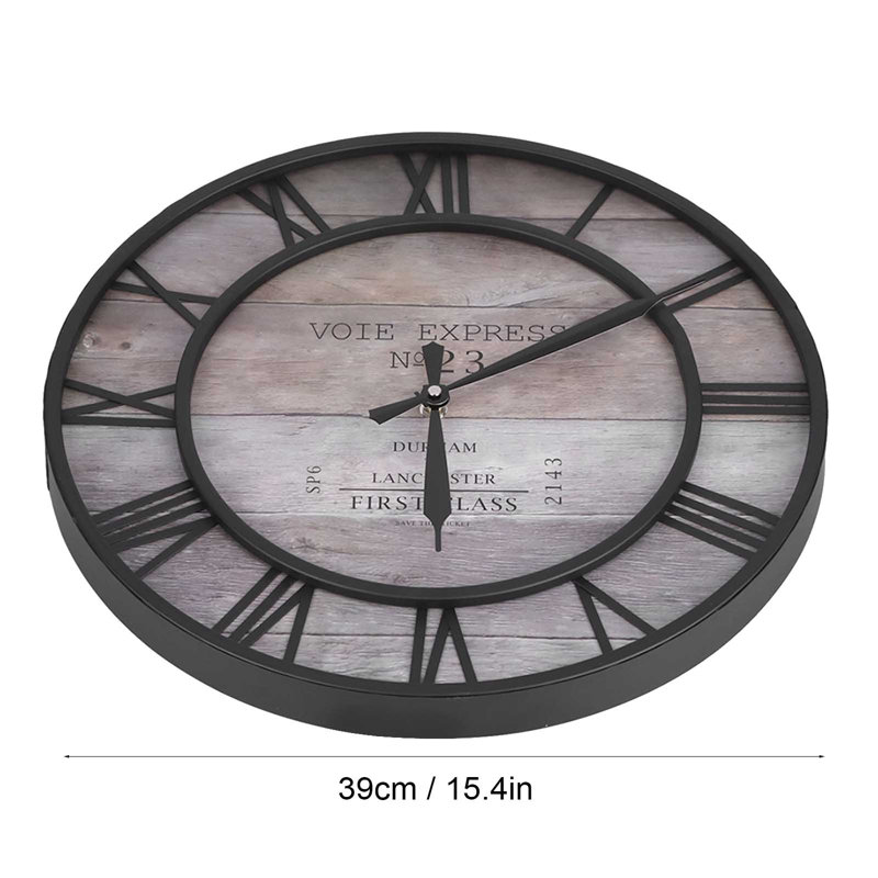 Horloge murale vintage en fer forgé, silencieuse (sans tic-tac), à suspendre dans le salon ou la chambre.