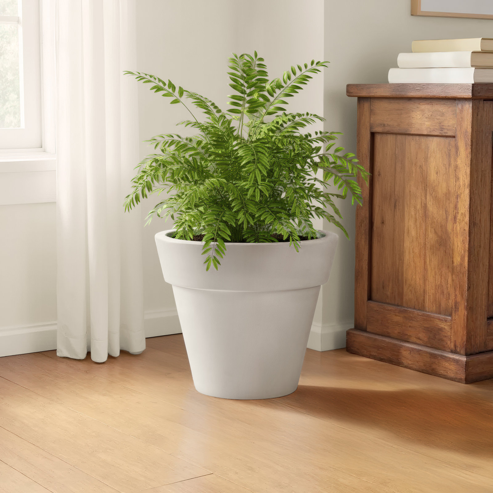 Pot Planter, 13.2" H x 15" W x 15" D, White