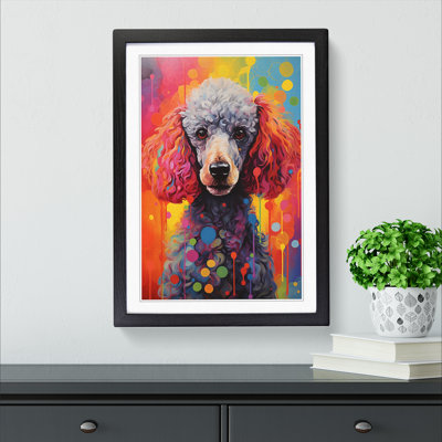 XYZ-FRM-V1223-5268 Poodle Hard Edge Painting - Single Picture Frame Print on Wood