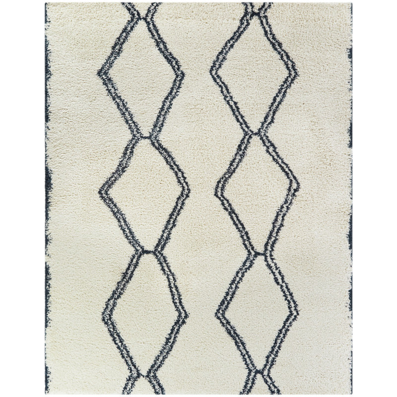 Tapis crème / bleu Karratha, Rectangle 5 pi 3 po x 7 pi