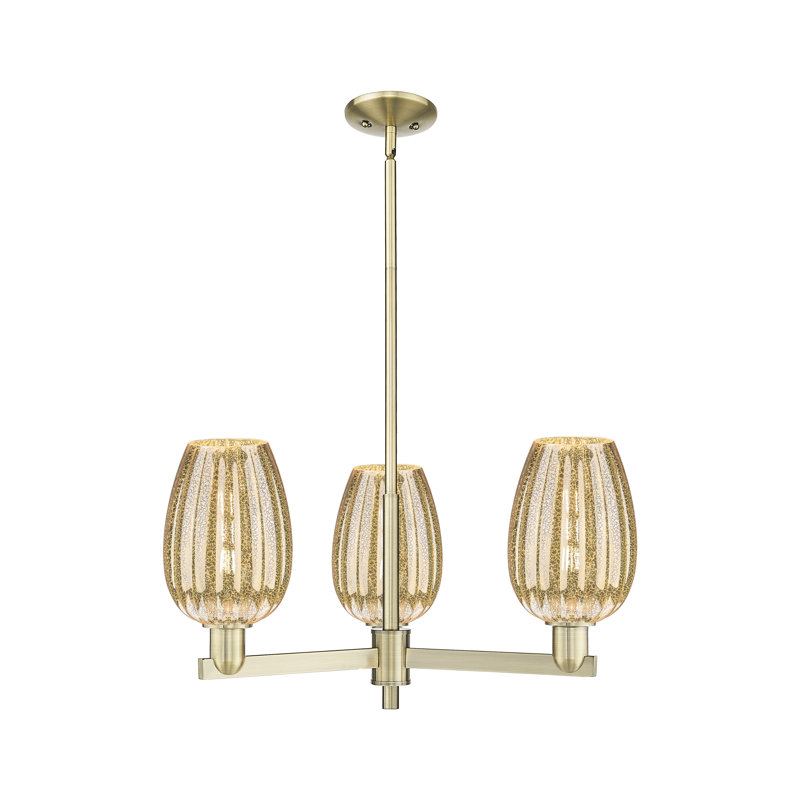 Hailsham - Lustre suspendu 3 lumières, Mercure, Laiton antique, Trois lumières