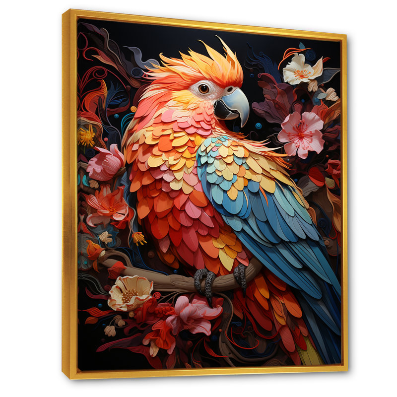 Parrots Celestial Dance Melody, Cadre flottant doré, H 32 po x l 24 po x P 1 po