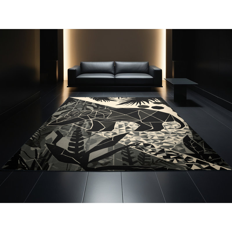 Tapis géométrique gris Pavnesh Tapir, 5 x 7