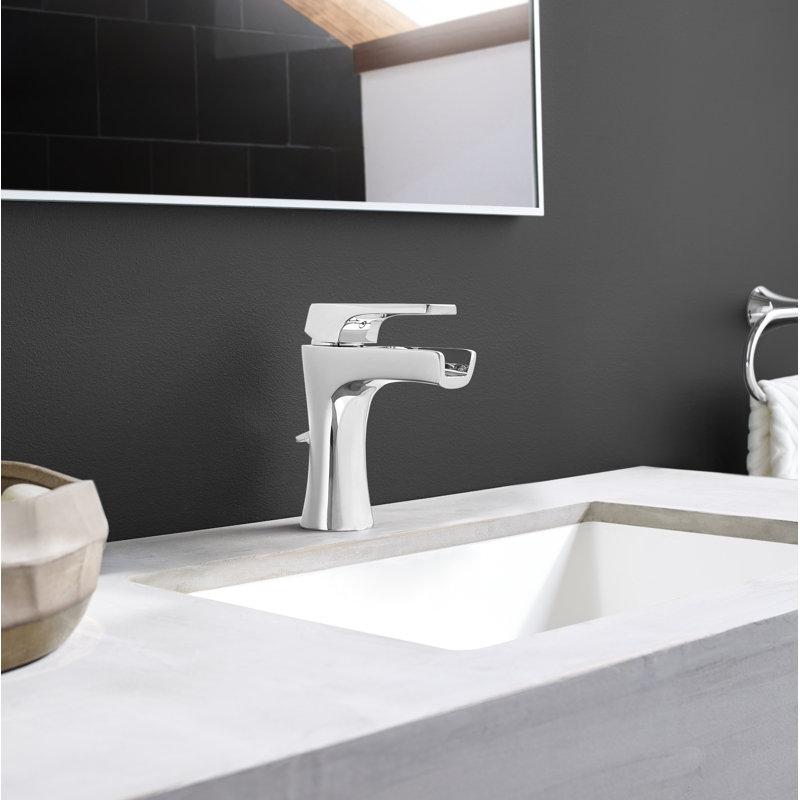 Robinet pour salle de bain à poignée simple à fixation sur plateau Kelen, Chrome poli