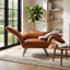 Fauteuil d'appoint convertible en cuir huilé de qualité supérieure avec dossier et accoudoirs réglables, base en acier au carbone