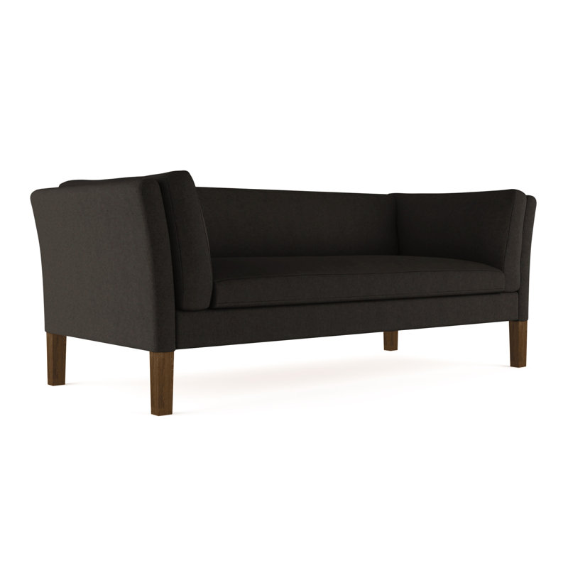 Charlton Flared Shelter-Arm Sofa, Weathered, Plush Velvet Chocolate, 31" H x 84" W x 33" D