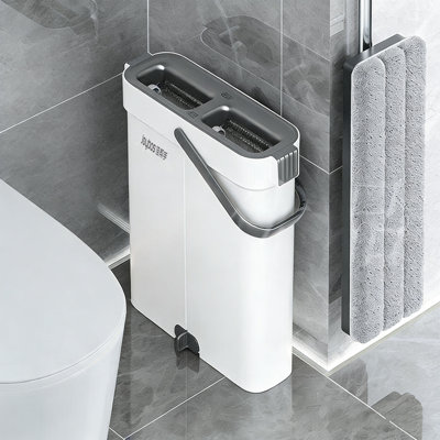 Hands-Free Flat Mop and Bucket Set with 360° Swivel Head, Self-Washing Microfiber Floor Mop for Hardwood & Tile Cleaning