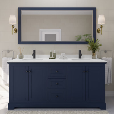 Avery 72'' Double Bathroom Vanity with Marble Top