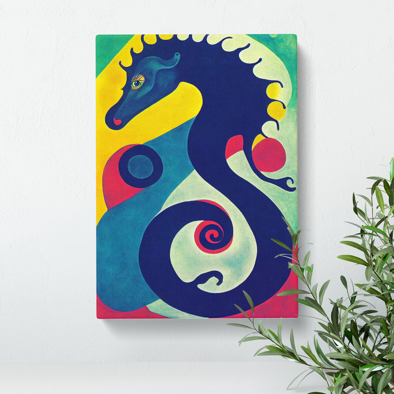 Artful Seahorse - Wall Art, 60cm H x 40cm W x 3cm D, Wrapped Canvas