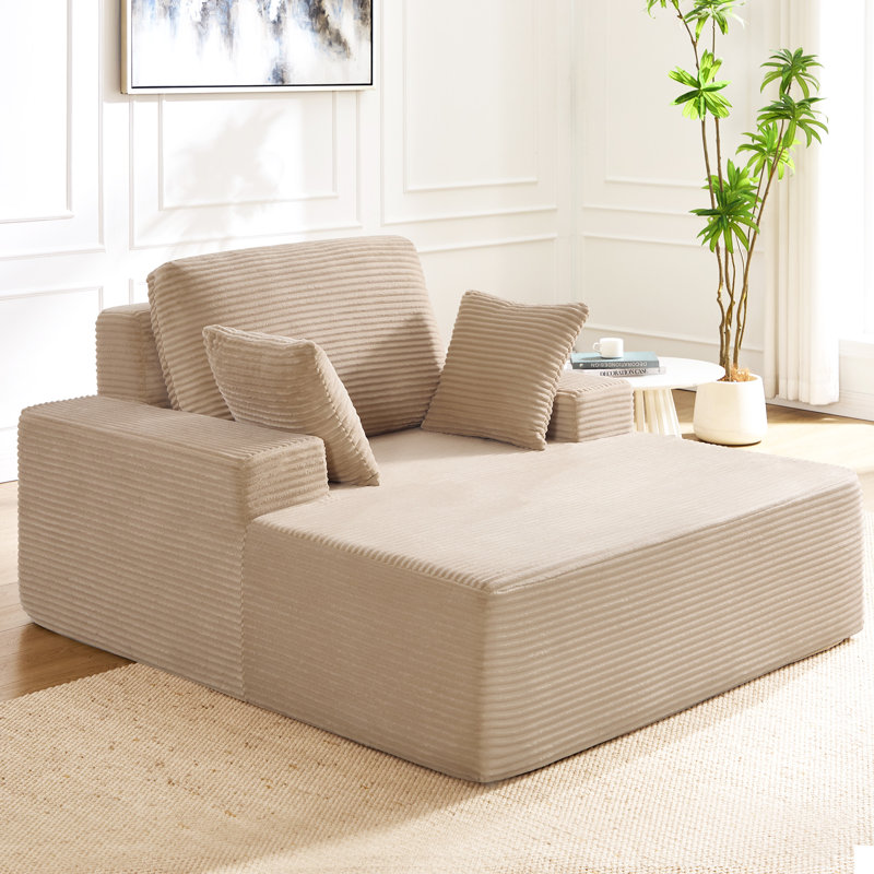 Upholstered Corduroy Sleeper Sofa Bed, Khaki