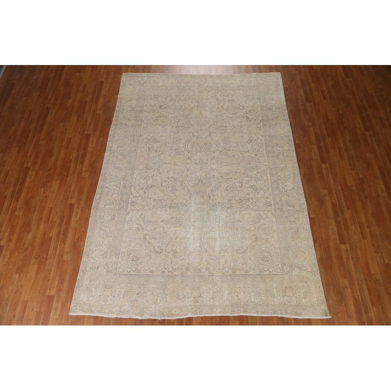 Tapis Tabriz patiné délavé noué à la main 8 x 11