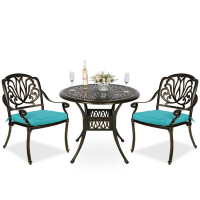 Ensemble bistro rond avec coussins 35,4 po