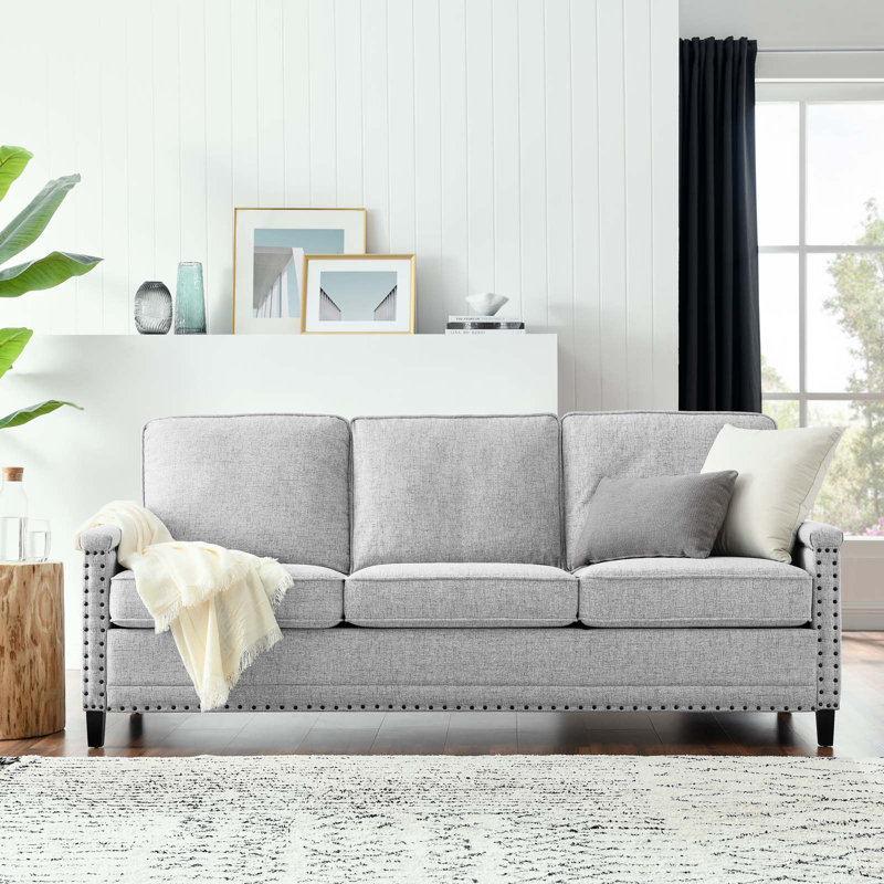 Canapé Ashton, Polyester gris clair