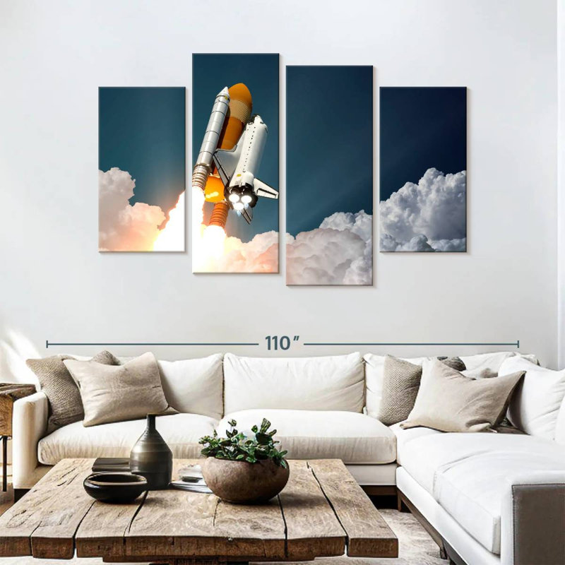 Oberle Rocket Flying To Space, 54" H x 84" W