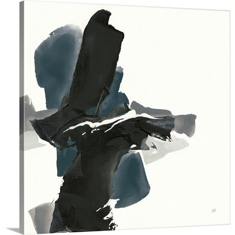 «Black and Dark Teal IV» par Chris Paschke, reproduction d'art sur toile, H 12 po x l 12 po x P 1,25 po, Toile tendue