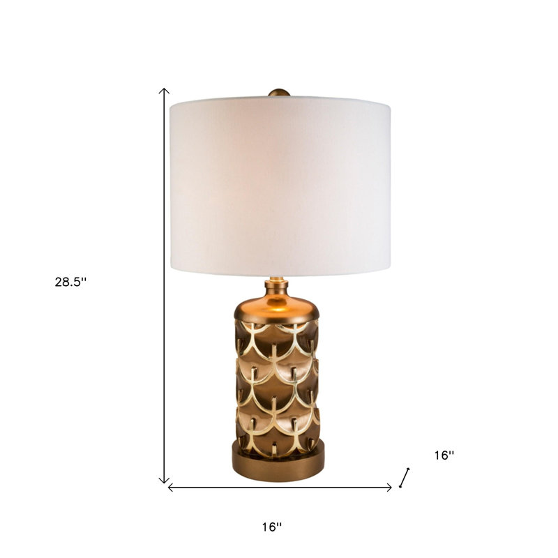 Magestic Brown and Gold Geo Table Lamp, 28.5" H x 16" W x 16" D